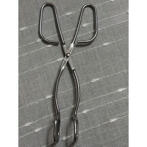 Heuck Tongs Stainless  8" Long Made In USA Grabbers Gadgets Vintage